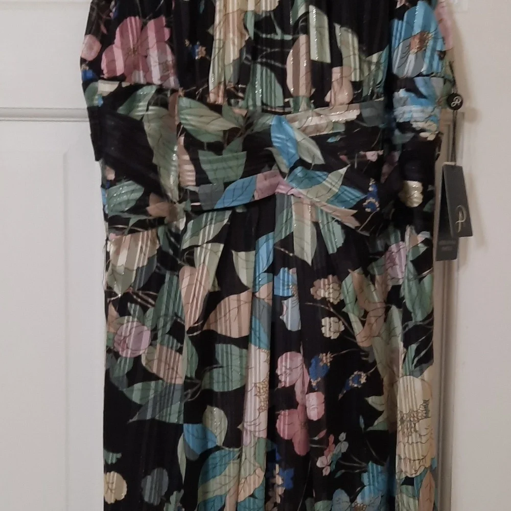 Adrianna Papell Floral Maxi Dress - Black and Blue - Picture 3 of 16
